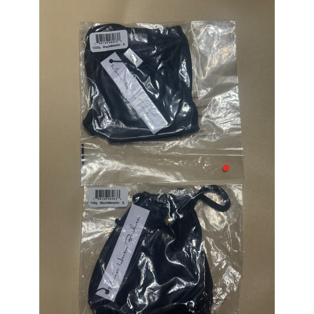 Monica Hansen Beachwear NWT Bikini Set Top/Bottom Black Metallic Size Small - Picture 4 of 4